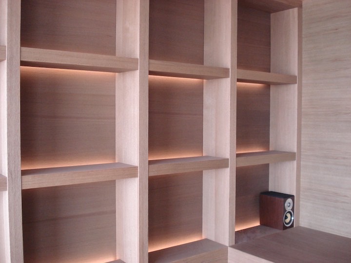 Private project, stripes LED and speakers, Knokke